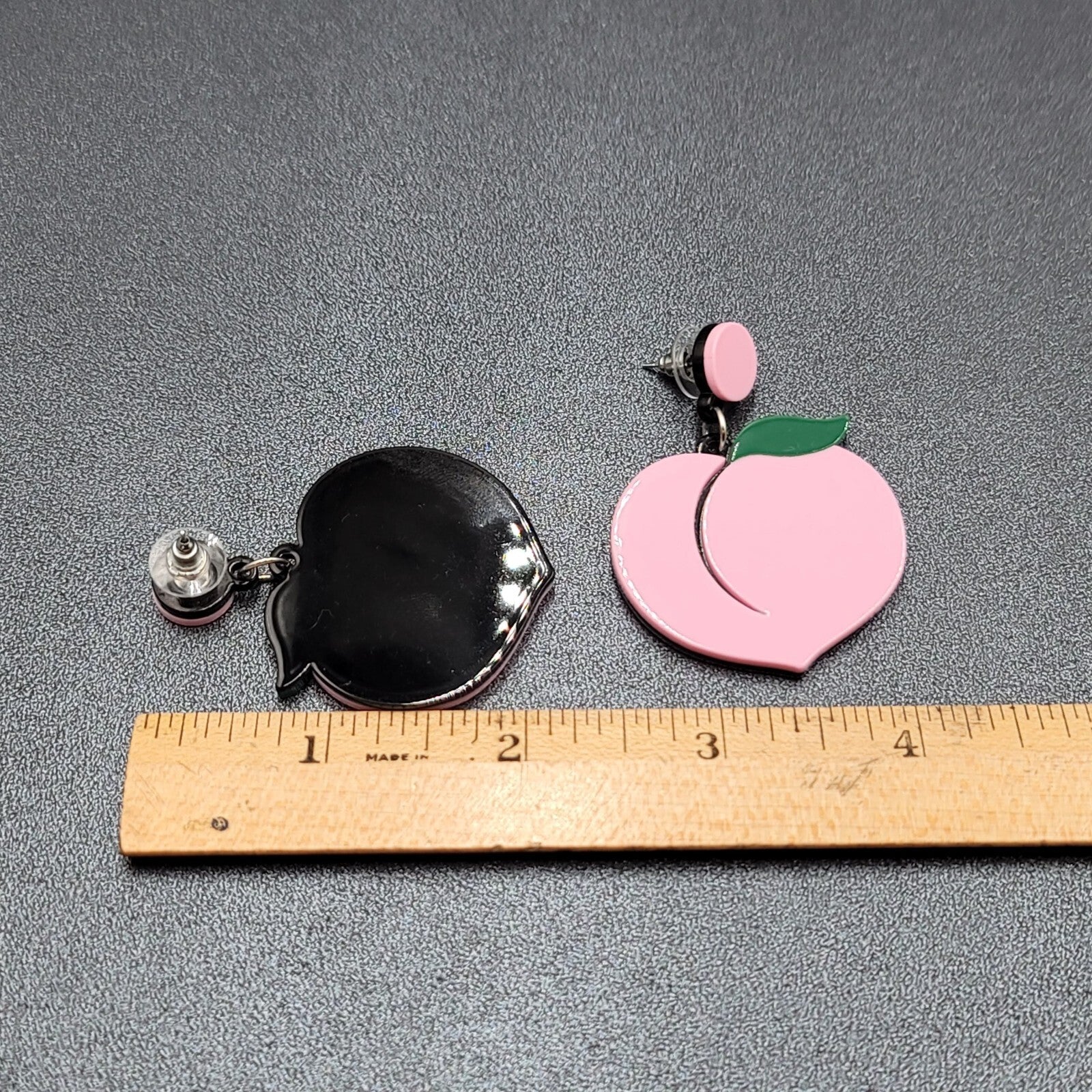 Pierced Earrings Pink Peach Large Statement Acrylic Dangle 2"