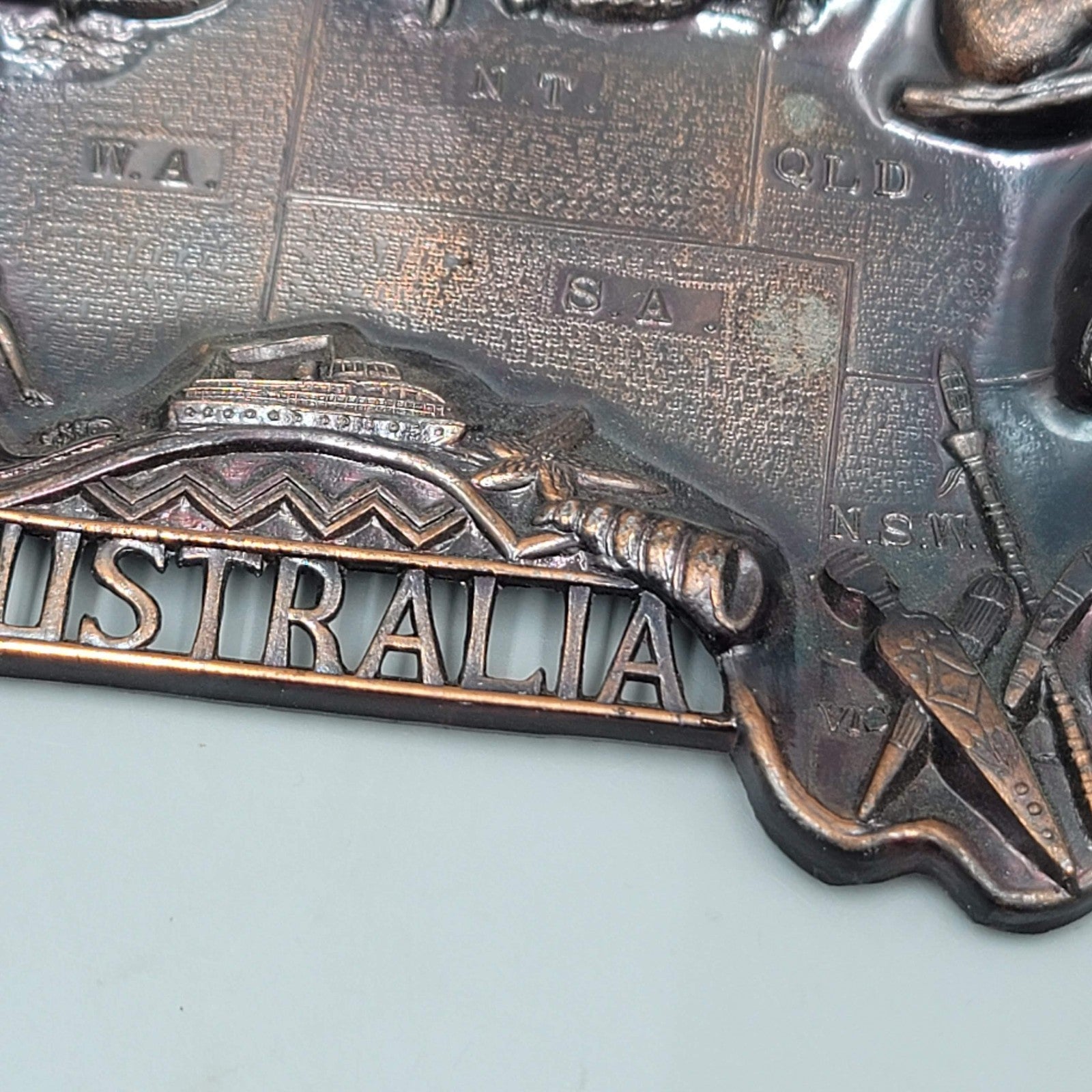Vintage Metal Ashtray Trinket Dish  Australia Travel Souvenir 6.5"