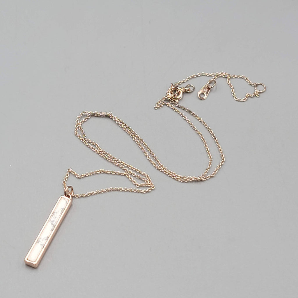 LA CN Necklace Rose Gold tone Bar Pendant 15" 17" 18"