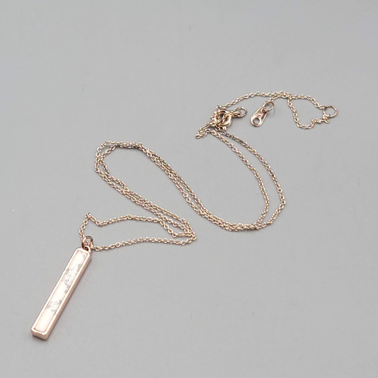 LA CN Necklace Rose Gold tone Bar Pendant 15" 17" 18"