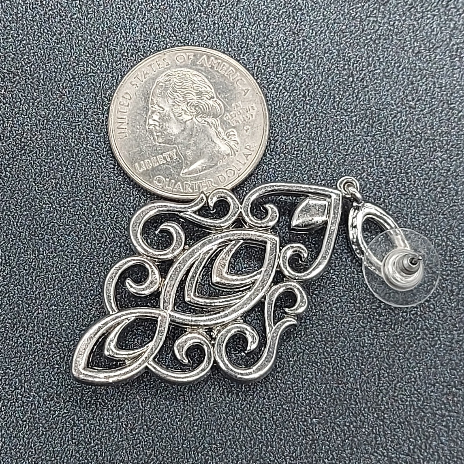 Pierced Earrings Silver tone Dangle Teardrop Crystal 2.5" Wedding Prom Statement