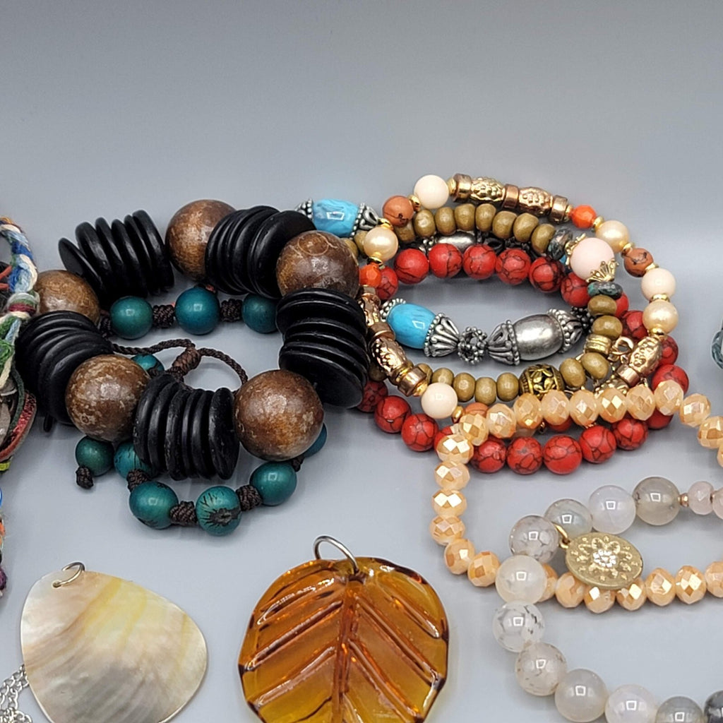 Colorful Jewelry Lot Necklaces Bracelets Earrings 38 pcs ALL WEARABLE or RESALE