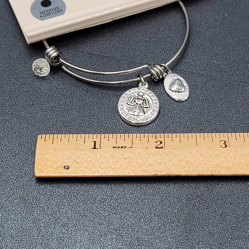 New Footnotes Guardian Angel Stainless Steel Bracelet w Charms Silver tone