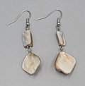 Real Shell Pierced Earrings Silver tone Dangle 1.5"