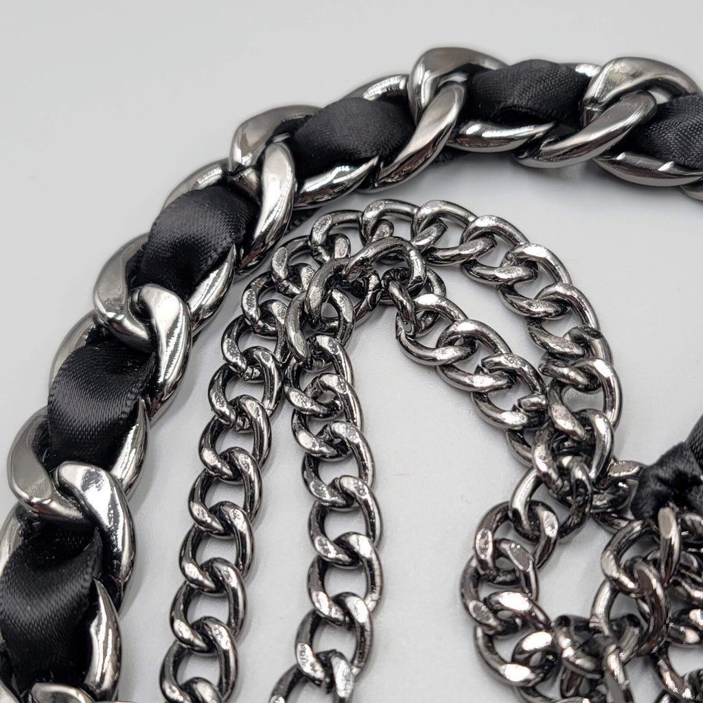 Black Cameo Necklace Chain Satin Ribbon Large Statement Goth 20+"