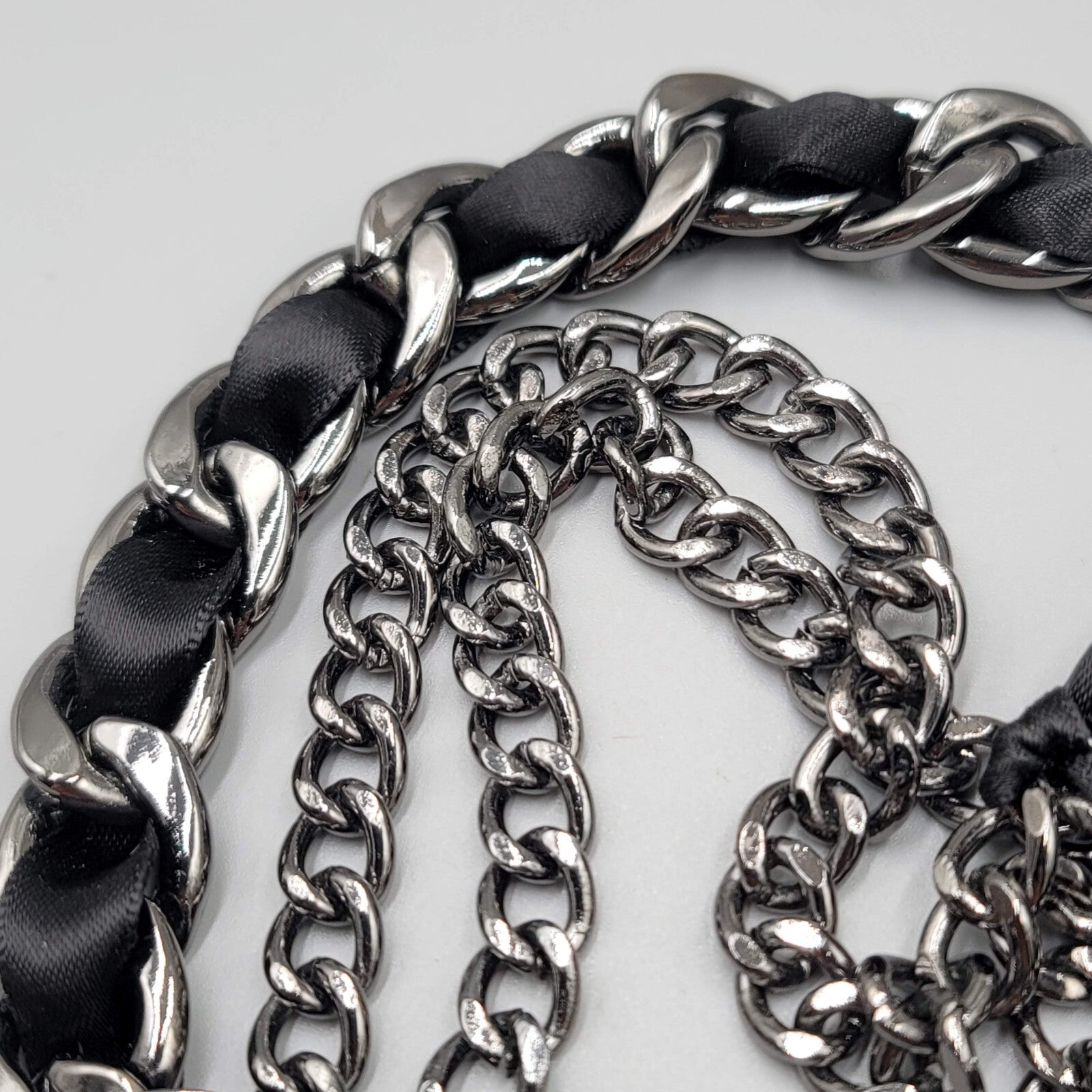 Black Cameo Necklace Chain Satin Ribbon Large Statement Goth 20+"