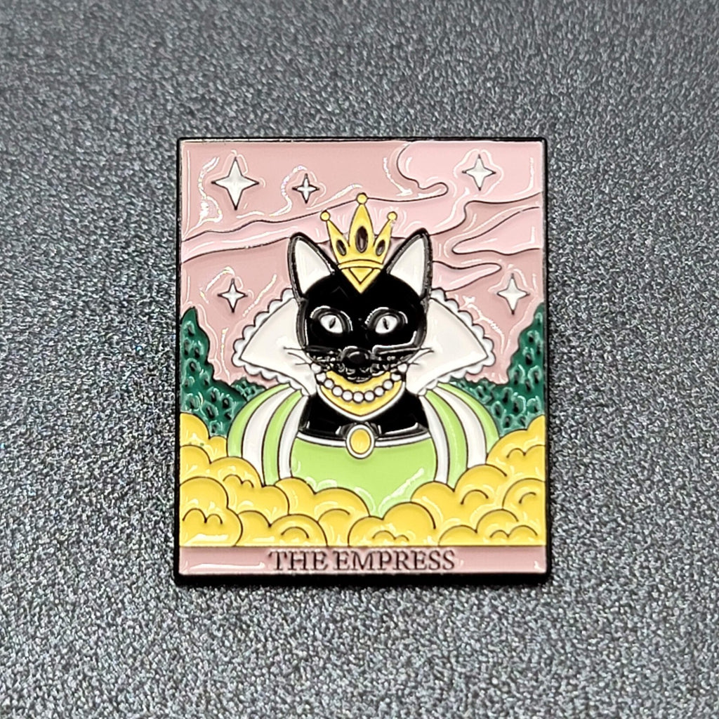 The Empress Tarot Card Black Cat Enamel Lapel Hat Pin 1 1/8"