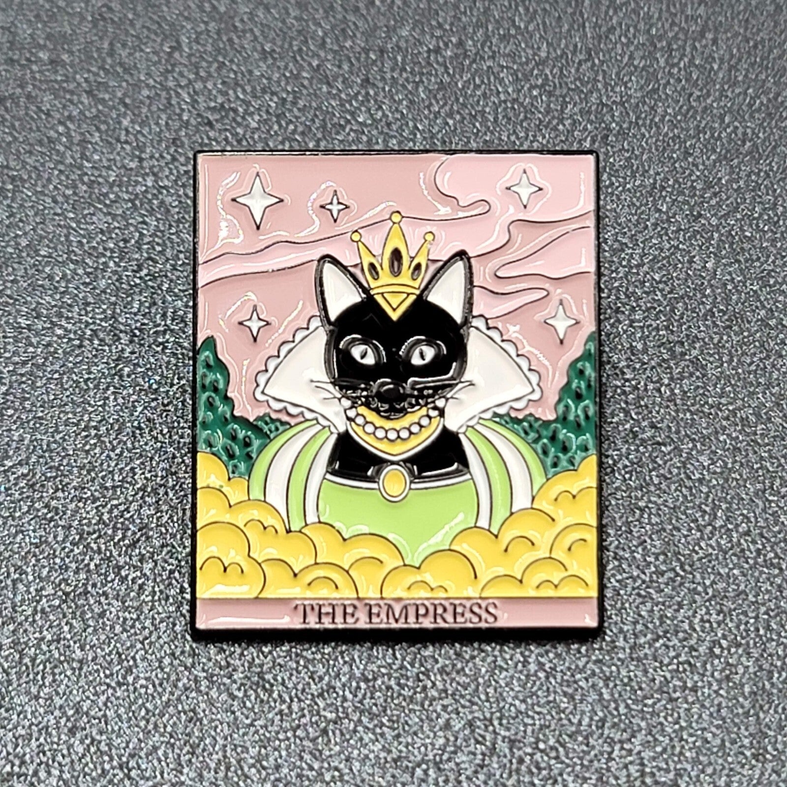 The Empress Tarot Card Black Cat Enamel Lapel Hat Pin 1 1/8"