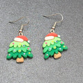 Christmas Tree Pierced Earrings Puffy 3D Dangle 1 1/8"