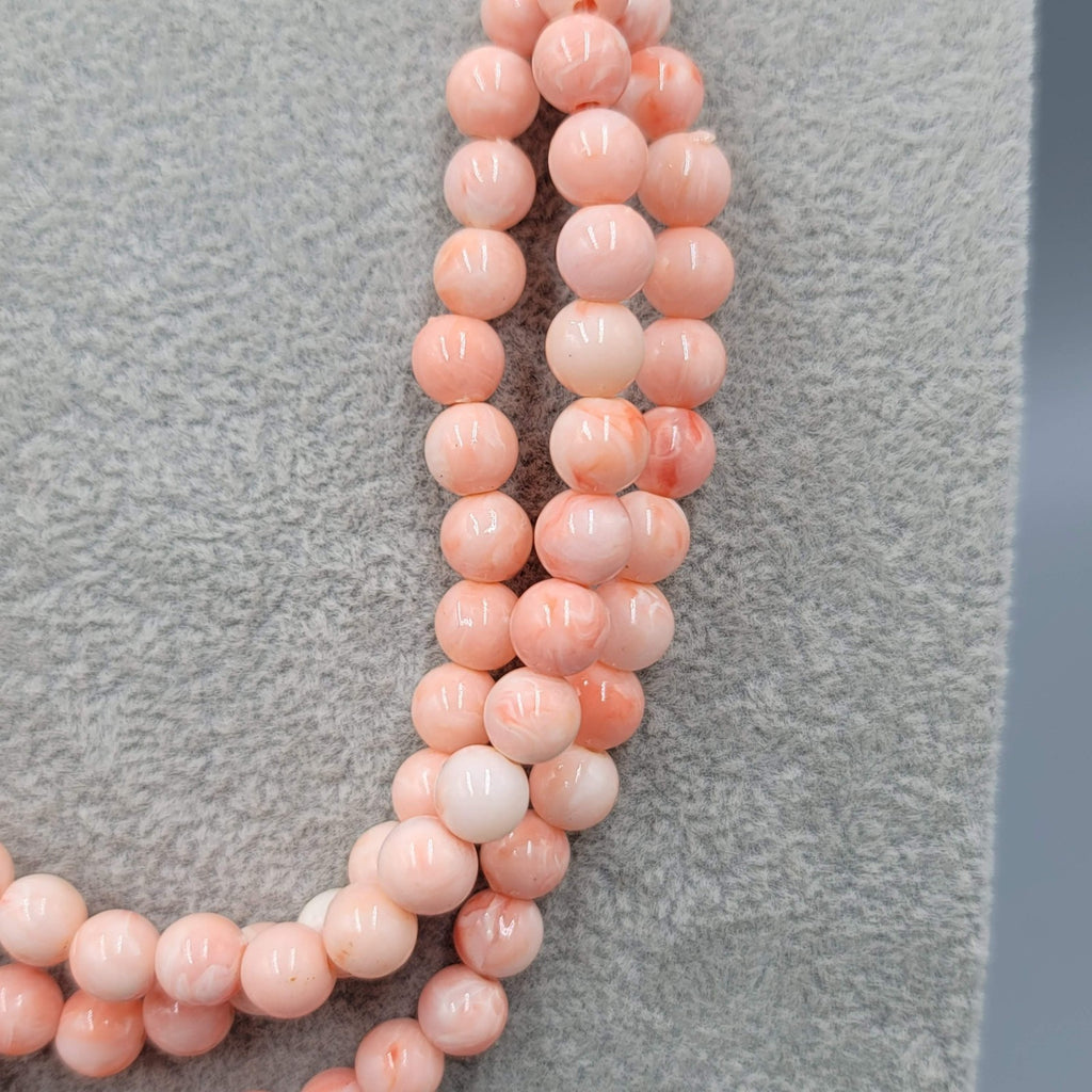 Vintage Pink Swirl Bead Necklace Layered Statement 24 in