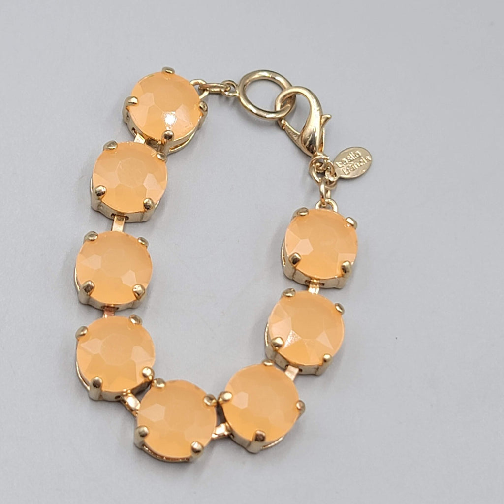 Leslie Danzis Bracelet Gold tone Peach Accents 6.5"-7.5"