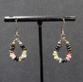 Pierced Earrings Tiny Semi Precious Gemstone Beads Dangle Loop 3/4"