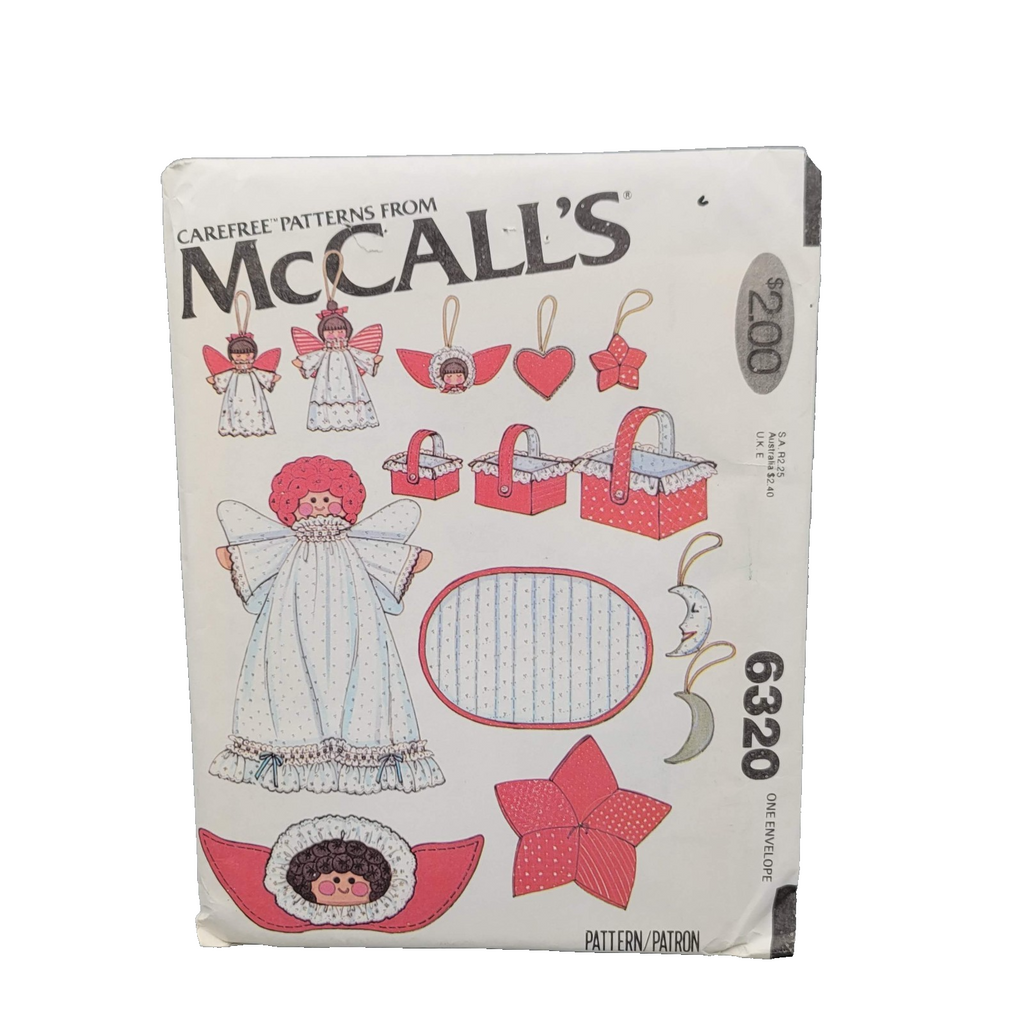 McCalls 6320 UNCUT Craft Sewing Pattern For Angels Baskets & More