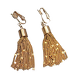 Vintage Dangle Multi Chain Clip on Earrings Gold tone 1.75"