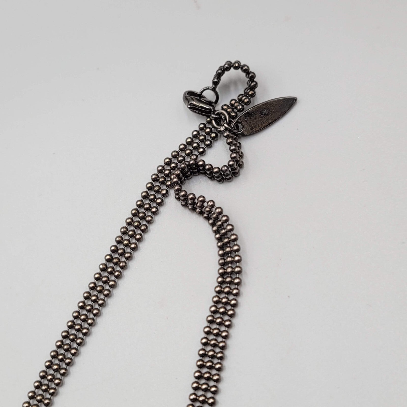 FALLON Designer Statement Necklace Black Bead Chain Square Rhinestone 15"