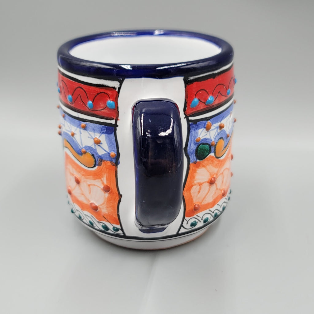 Talavera Pottery Coffee Mug Mexico Mexican Ceramic Hand Painted Red