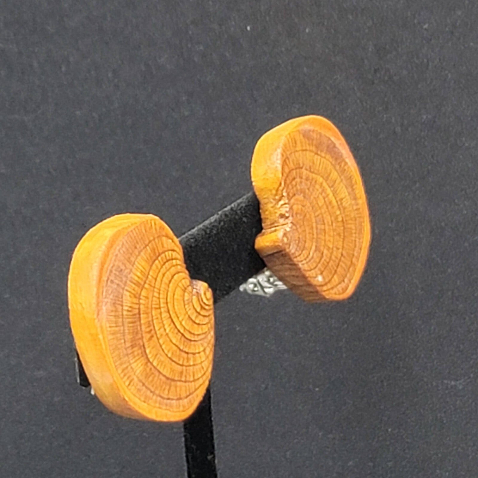 Vintage Clip on Earrings Real Wood Statement Drop 1.25"