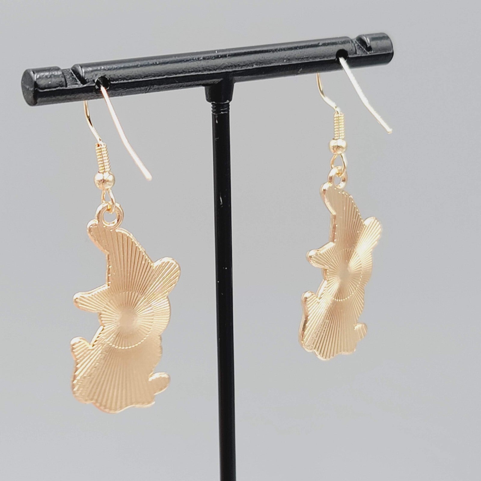 Black Cat Witch Pierced Earrings Enamel Gold tone Dangle New 1.25"