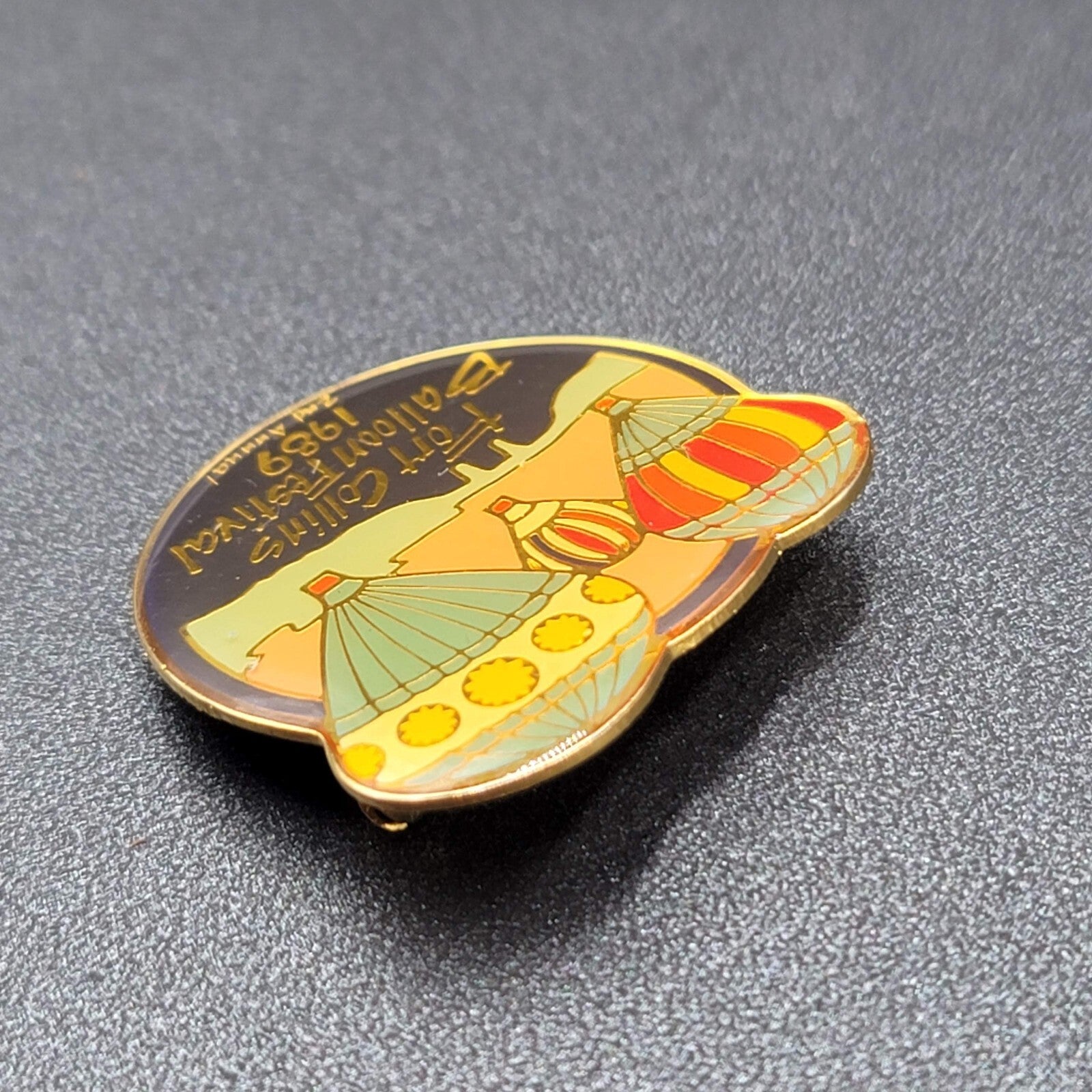 Vtg 1989 2nd Annual Fort Collins Balloon Festival Pin Hot Air Balloons Gold Tone
