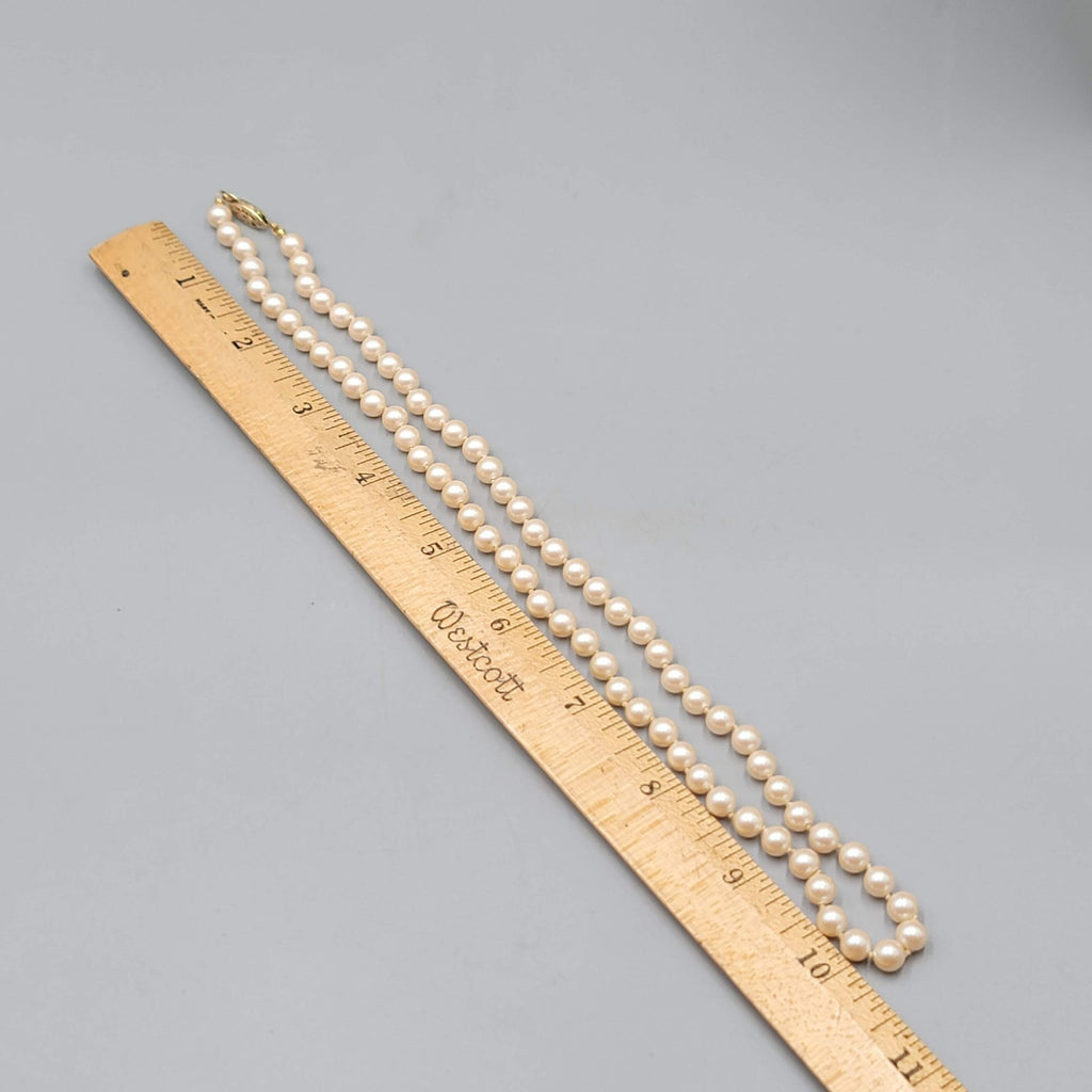 Vintage Champagne Faux Pearl Necklace Hand Knotted 20 in