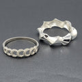 Lot of 2 Clamper Hinged Bracelets Silver Tone Womens Jewelry Rhinestone