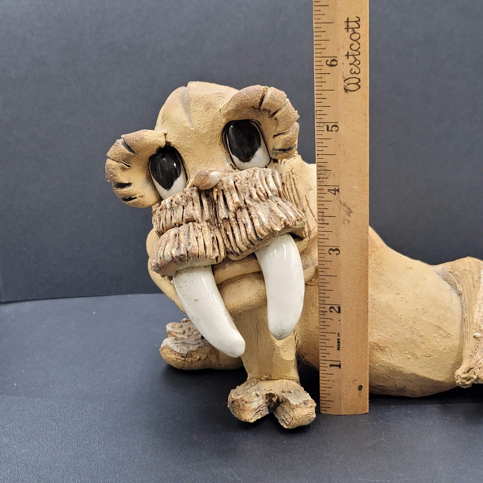 Vintage Max Hindt Clay Pottery Figurine Walrus 1970s Whimsical