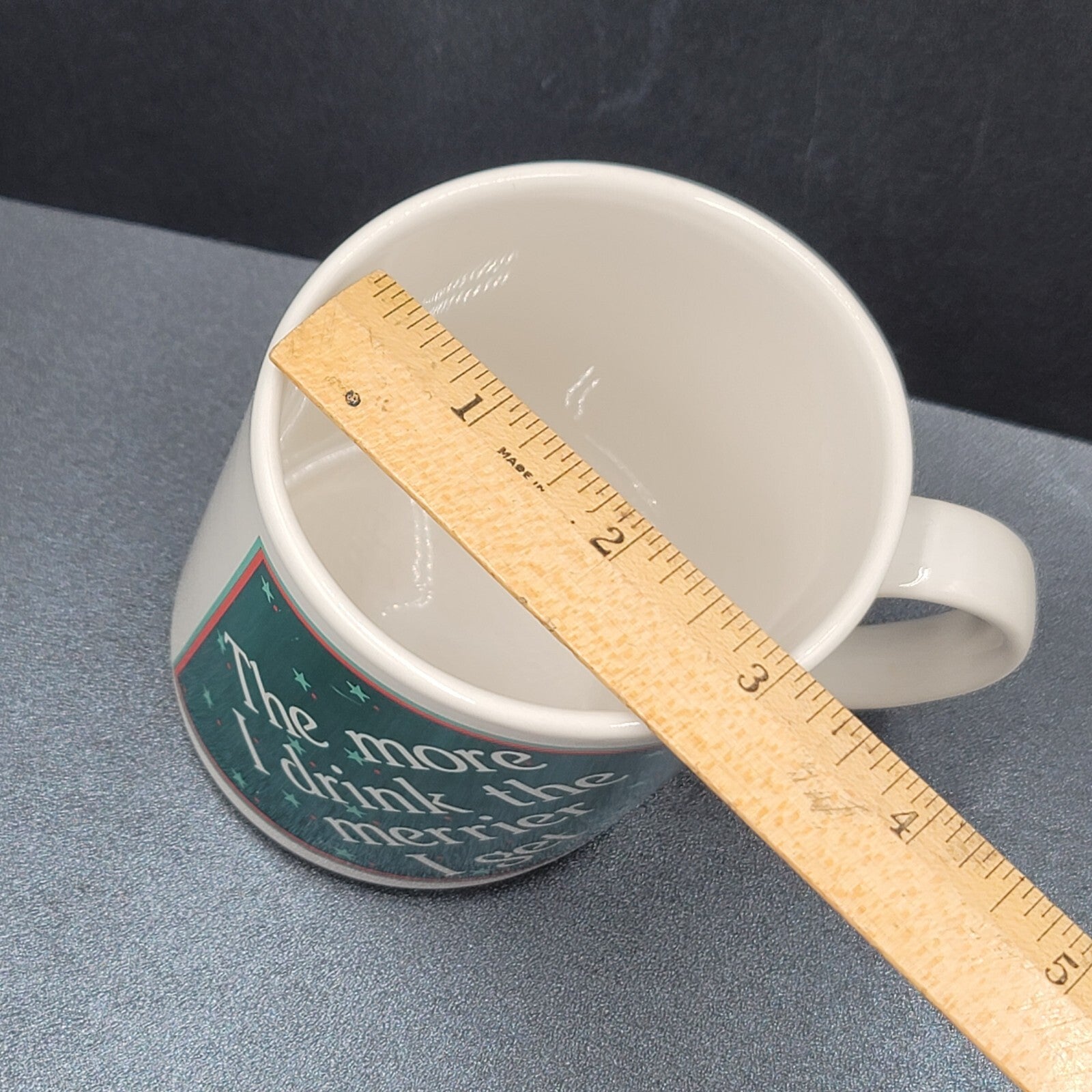 Vintage Christmas Papel Coffee Mug Slants The more I drink the merrier I get