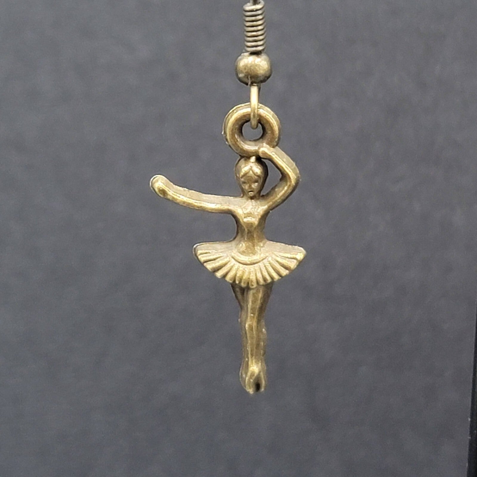 New Ballerina Pierced Earrings Bronze tone Dangle 1"