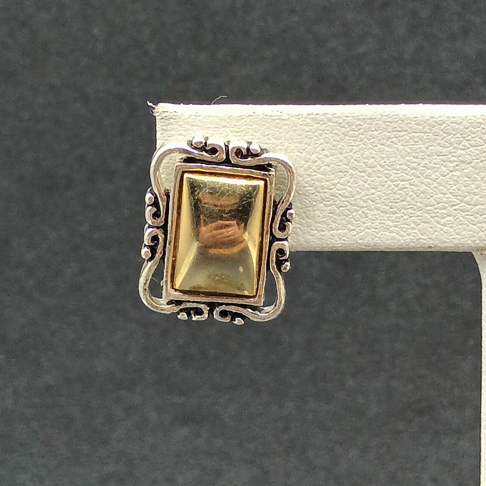 Avon Pierced Earrings Two tone Rectangle Magnetic Drop 3/4"