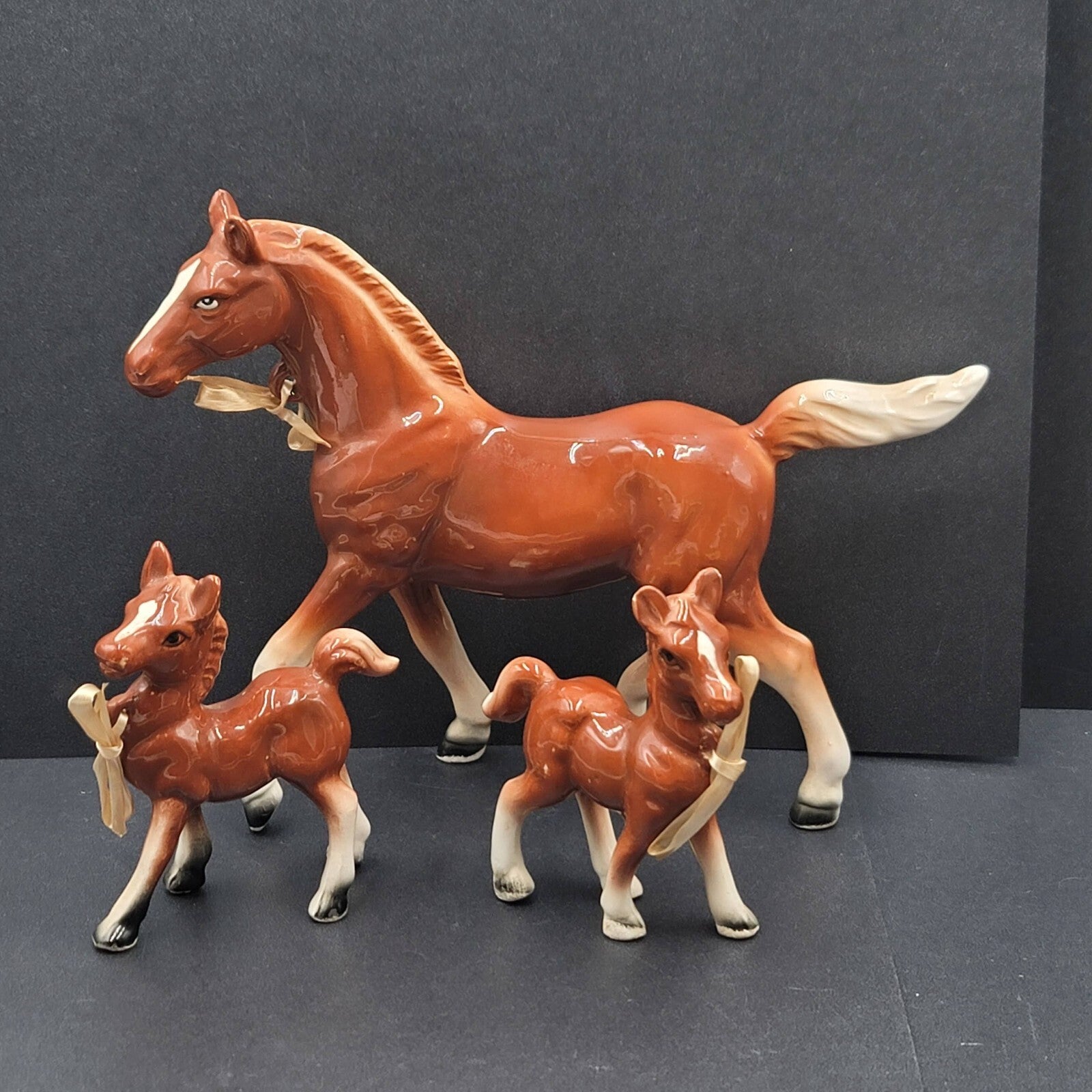 Vintage Lipper and Mann Horse Japan Figurine Ceramic Mare Foals Pony Family