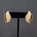 Vintage Pierced Earrings White Enamel Gold Plated Drop 1.25"