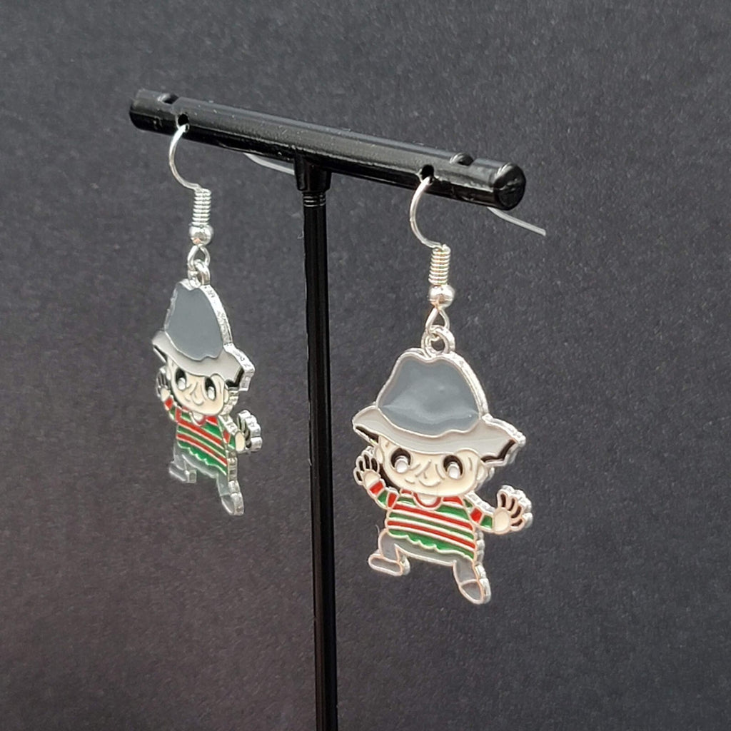 Feddy Krueger Pierced Earrings Enamel Nightmare on Elm St Horror Movie 1.25" FS