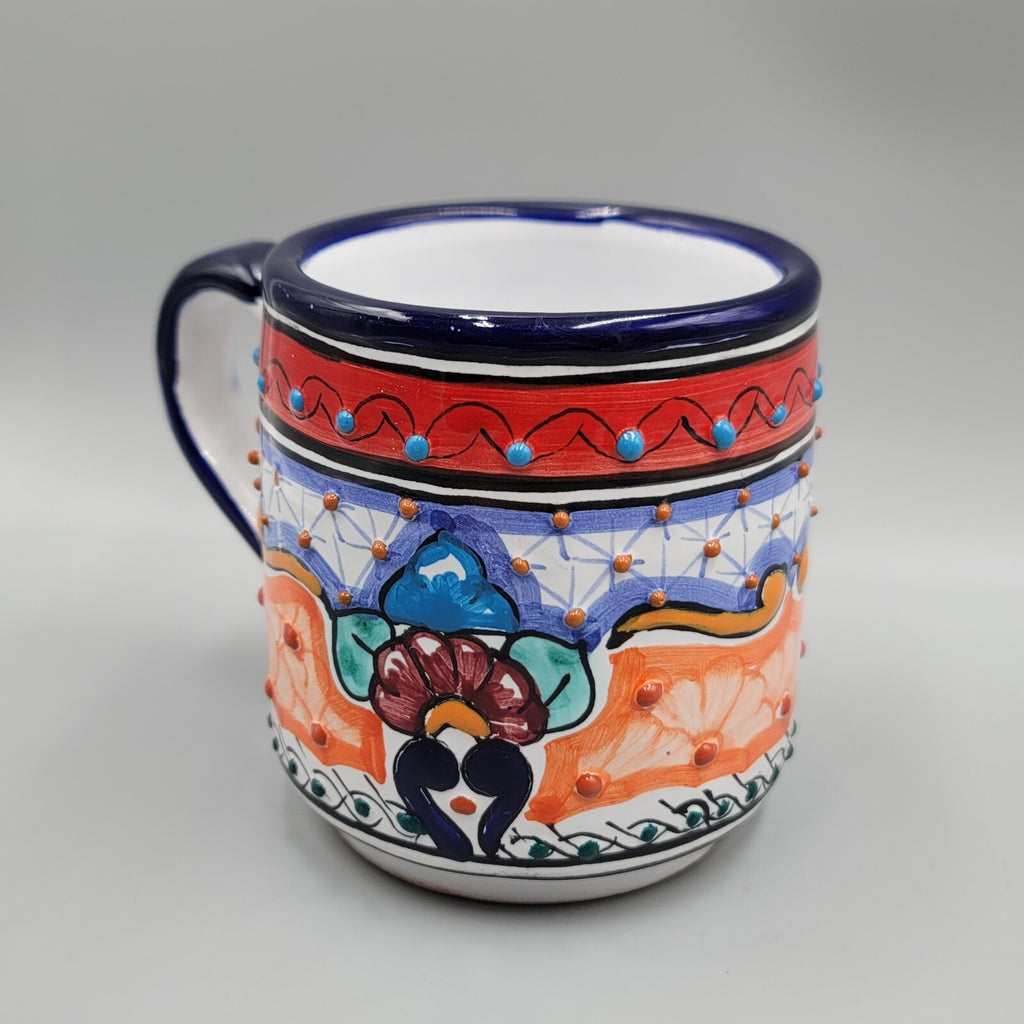 Talavera Pottery Coffee Mug Mexico Mexican Ceramic Hand Painted Red