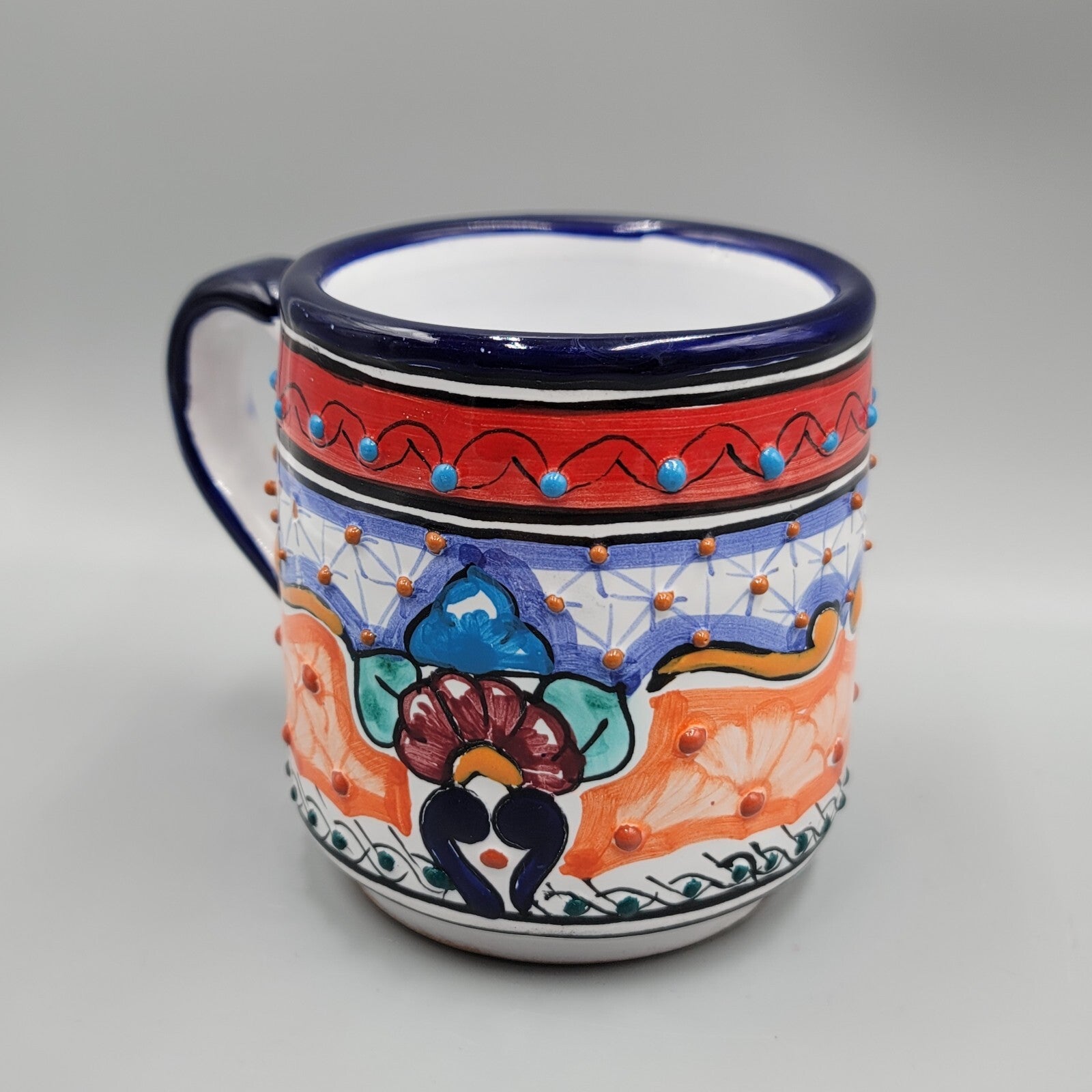 Talavera Pottery Coffee Mug Mexico Mexican Ceramic Hand Painted Red