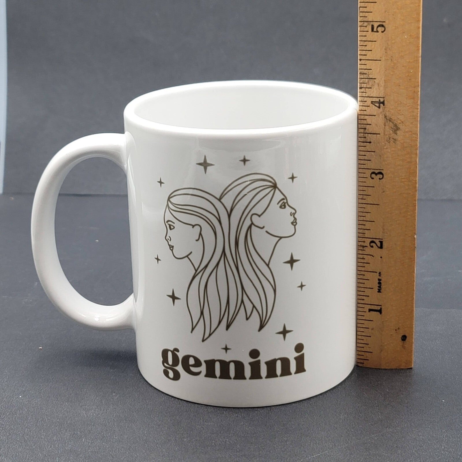 Gemini Horoscope Twins Zodiac Porcelain Coffee Mug White Gold