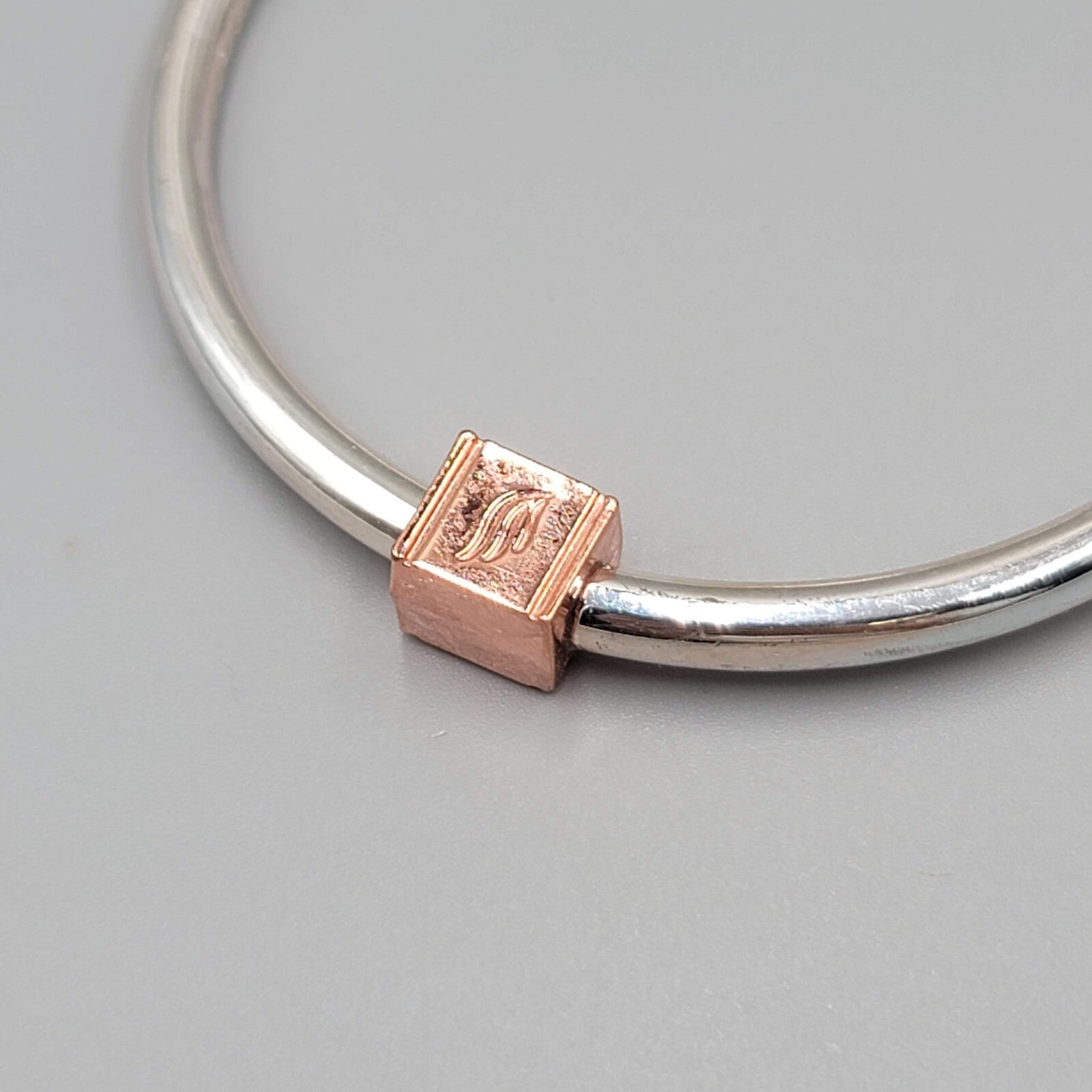 Ashley Bridget Bangle Bracelet Rose Gold and Silver tone Heavenly Wings 7.5"