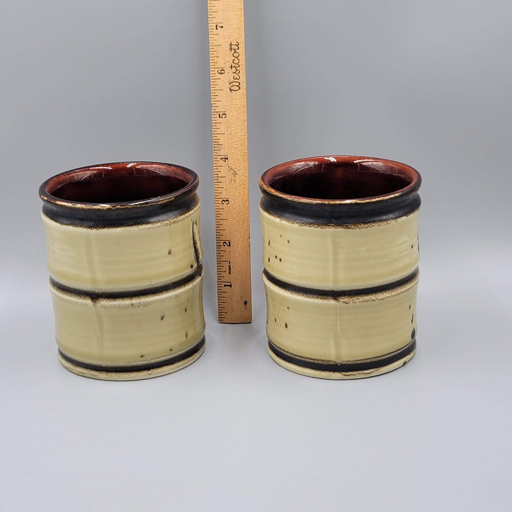 Vintage Set of 2 Baldelli Bamboo Design Coffee Mug Cup Glazed Art Pottery Italy