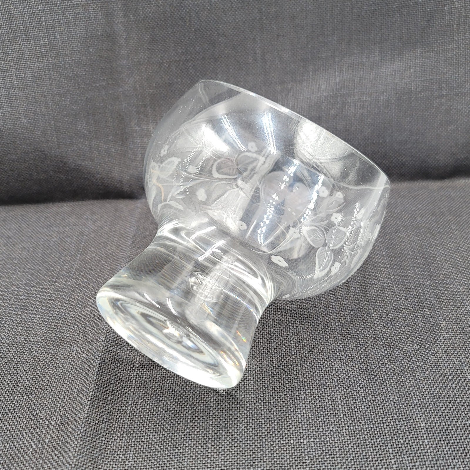 Wendell August Forge Hand Etched Bird Angled Snifter Glass Signed D.King