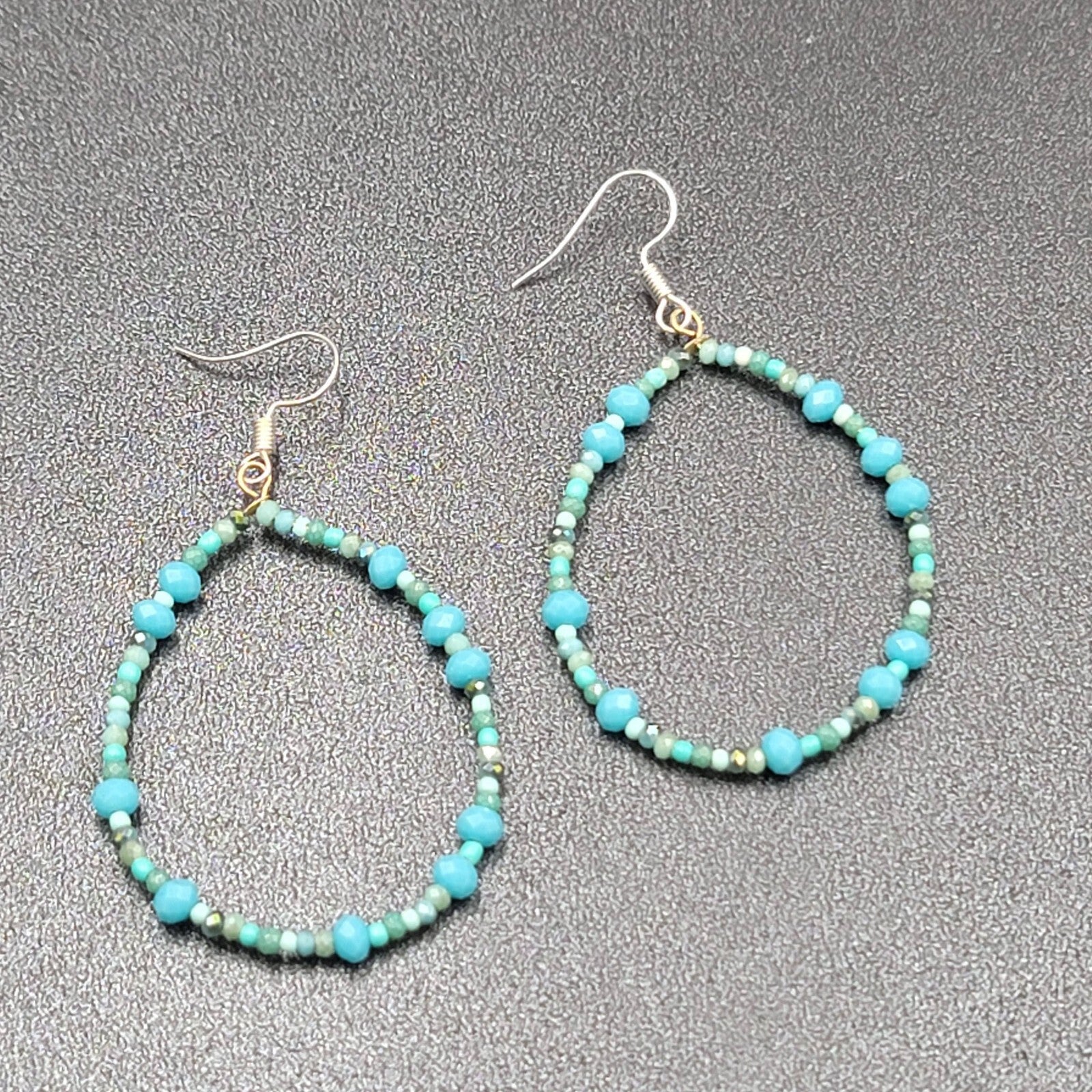 Pierced Earrings Small Crystal Beaded Dangle Teardrop Loops 2"