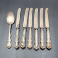 6 Antique Holmes Edwards Dinner Knives Flower 1 Serving Spoon
