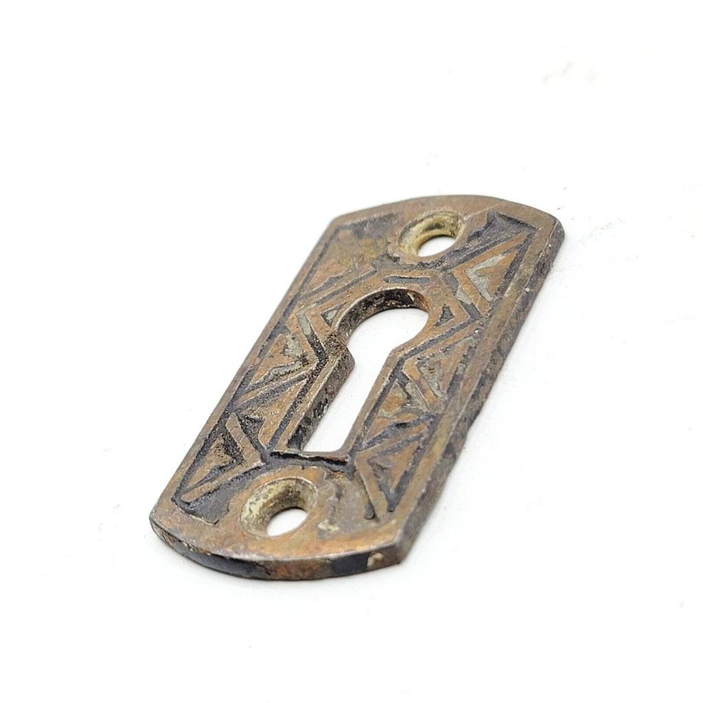 Vintage Cast Iron Eastlake Skeleton Key hole Escutcheon Salvage 1.75"x 1"   7012