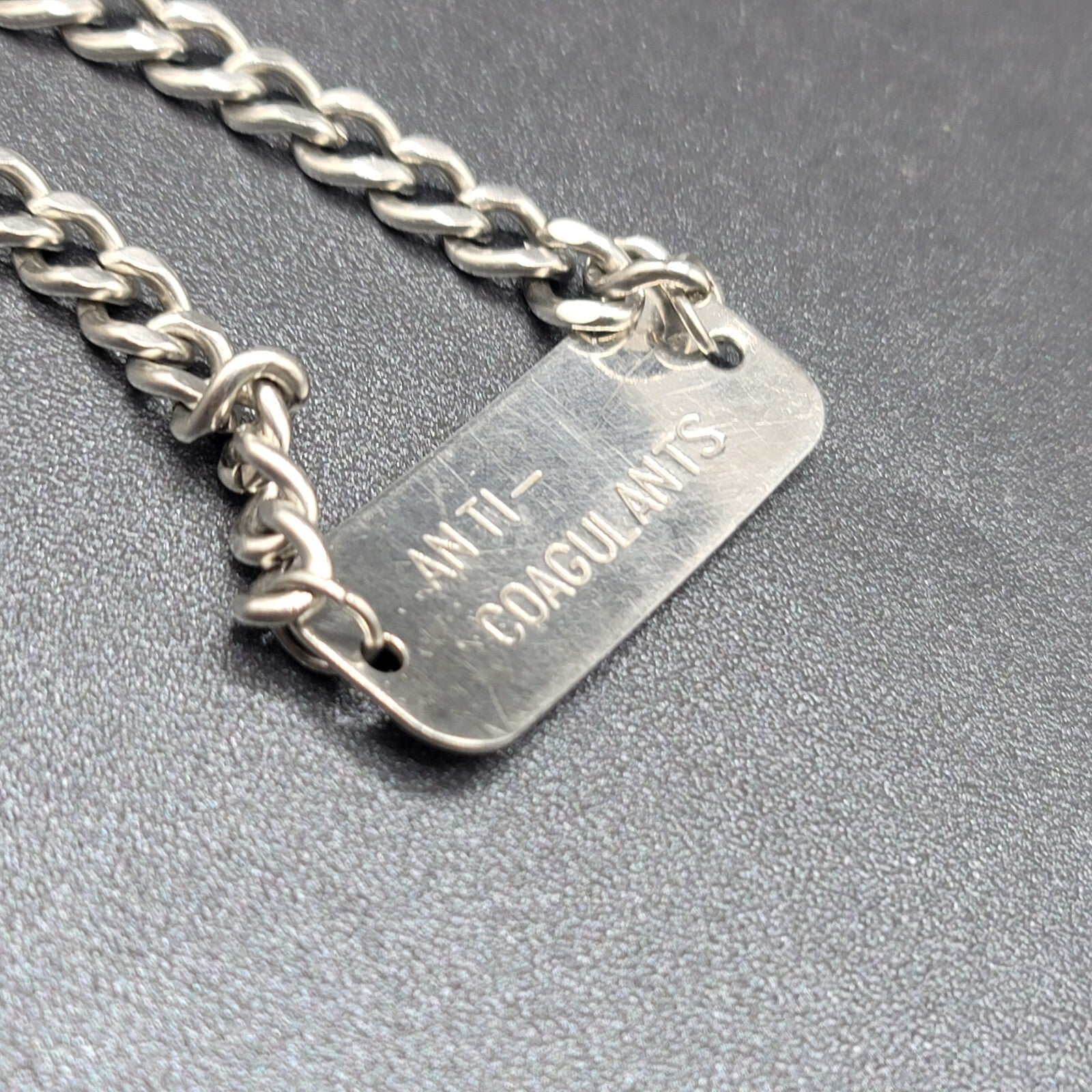 Medical Alert Bracelet  Anti-coagulants Stainless Steel 9" Pre Owned