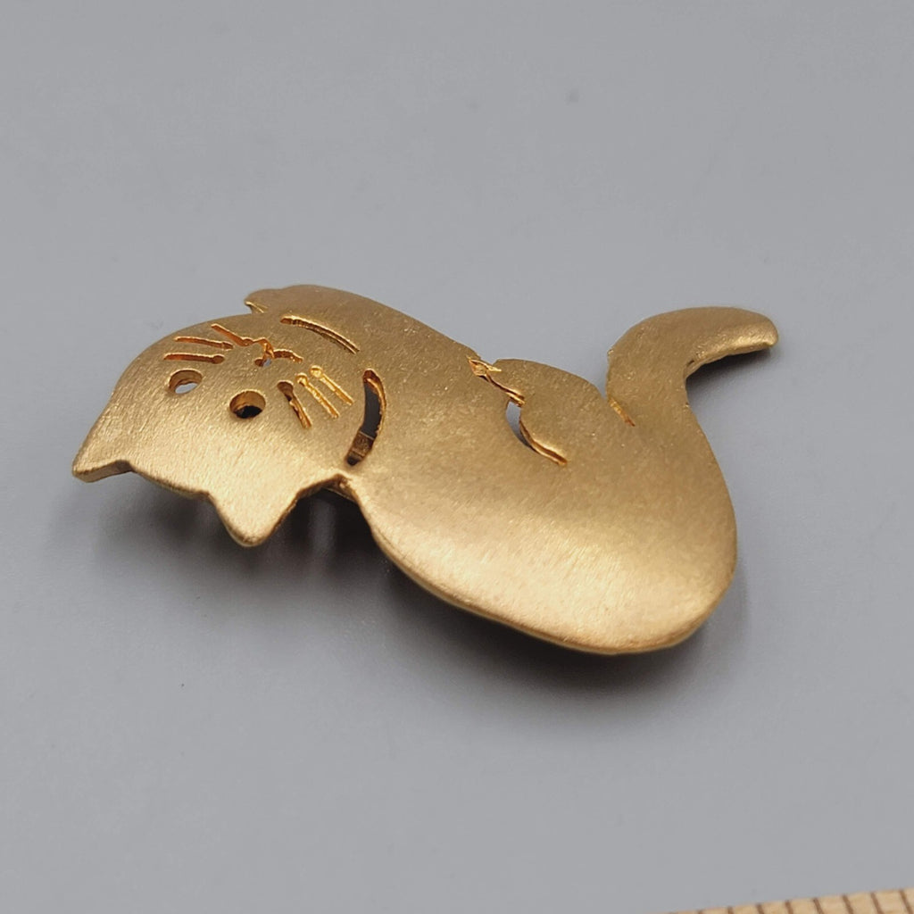 Ultra Craft Signed Cat Pin Gold Tone Brooch Vintage