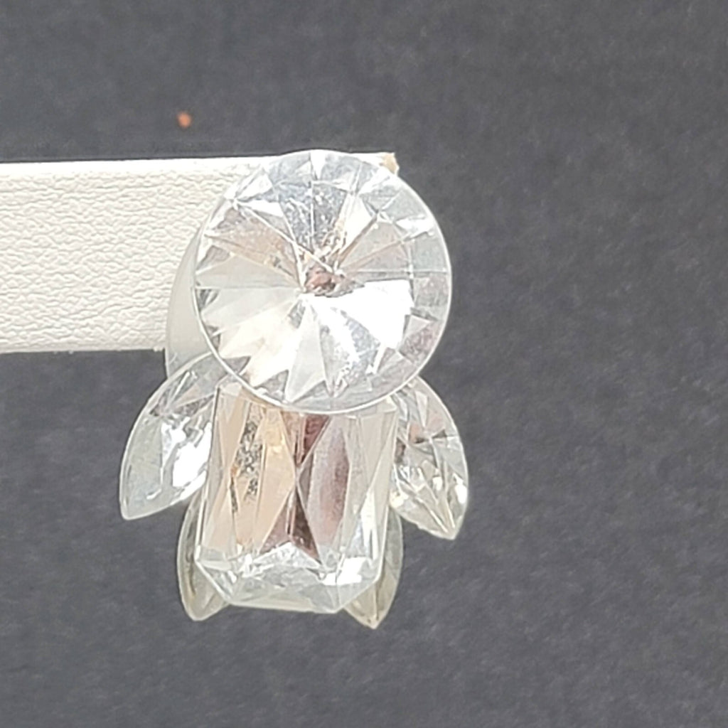Pierced Earrings Silver tone Large Statement Acrylic Sparkle 1 3/8"