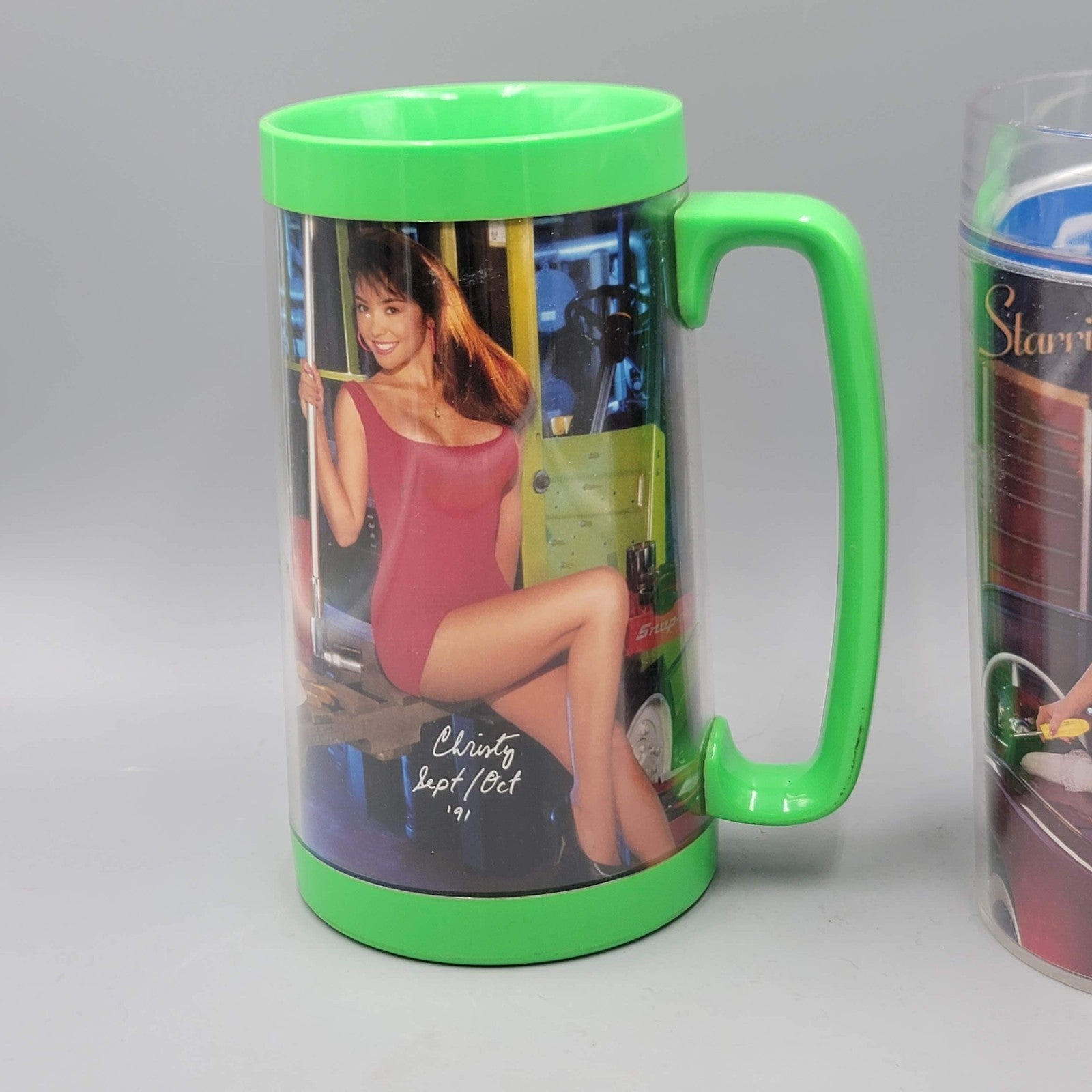 Vintage Snap-On Tools Thermo Serve Mug Lot of 2 Pin-Ups Christy 1991 Randi 1993