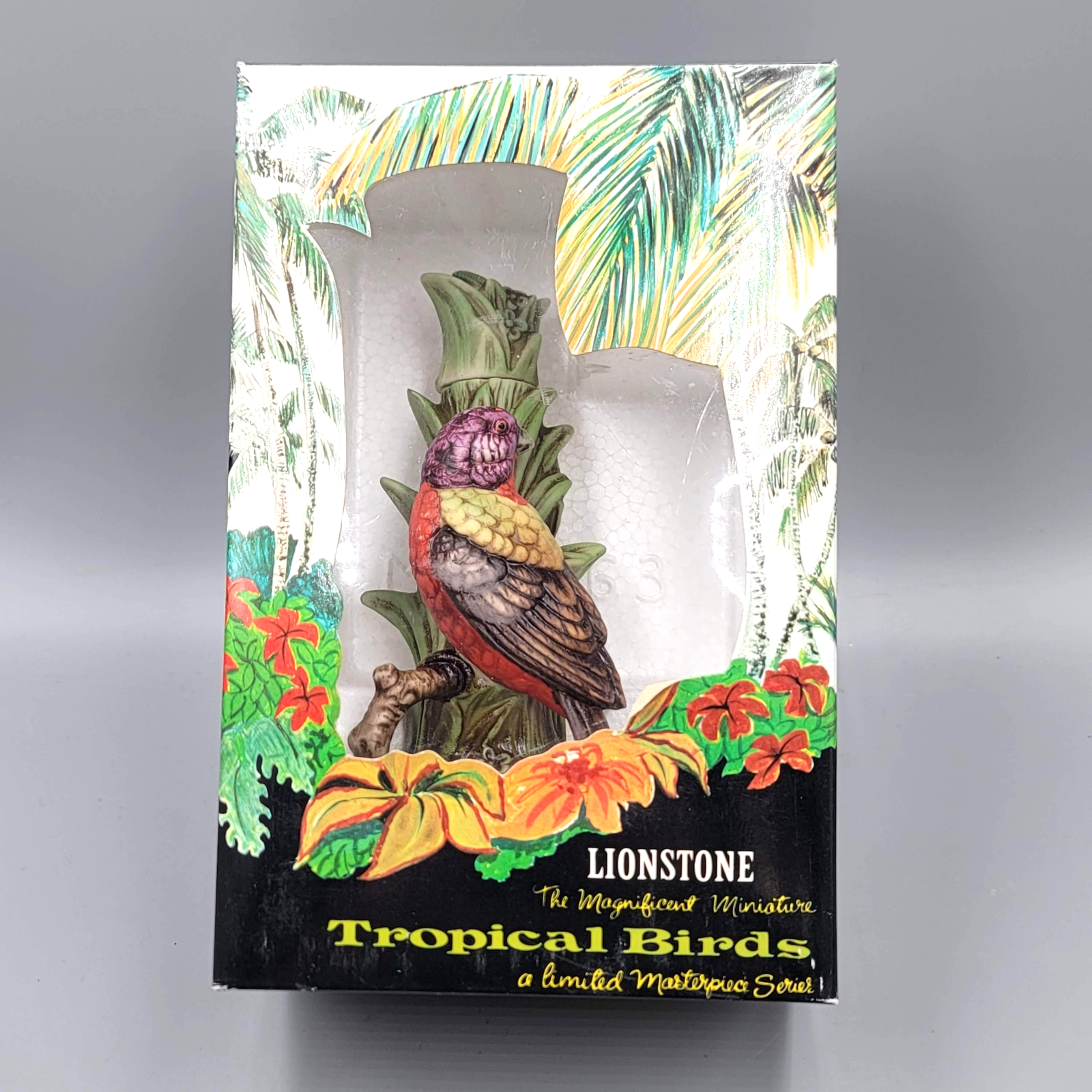 Vintage Lionstone Painted Bunting Tropical Bird Miniature Size Decanter EMPTY