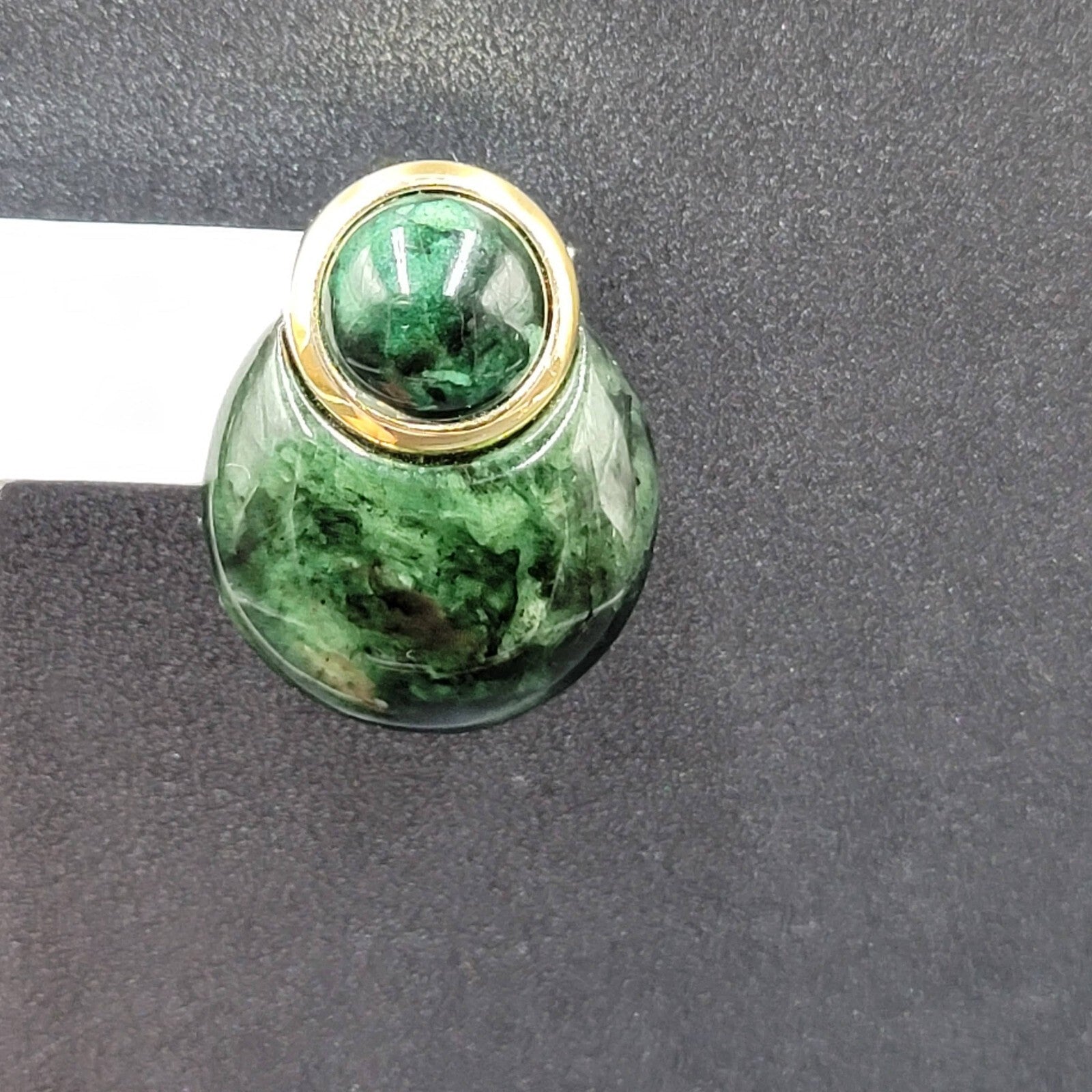 Vintage Pierced Earrings Green Marble Look Drop Acrylic 1 1/8"