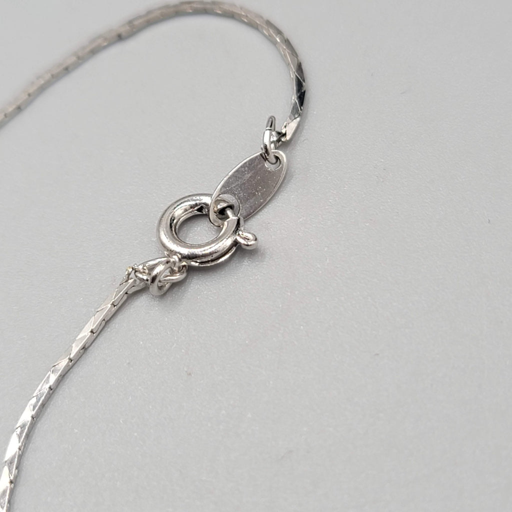 Vintage Puffy Heart Bracelet Silver tone Serpentine Chain 7"