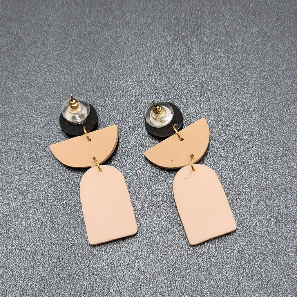 Pierced Earrings Polymer Clay Geometric Dangle 2 1/8"