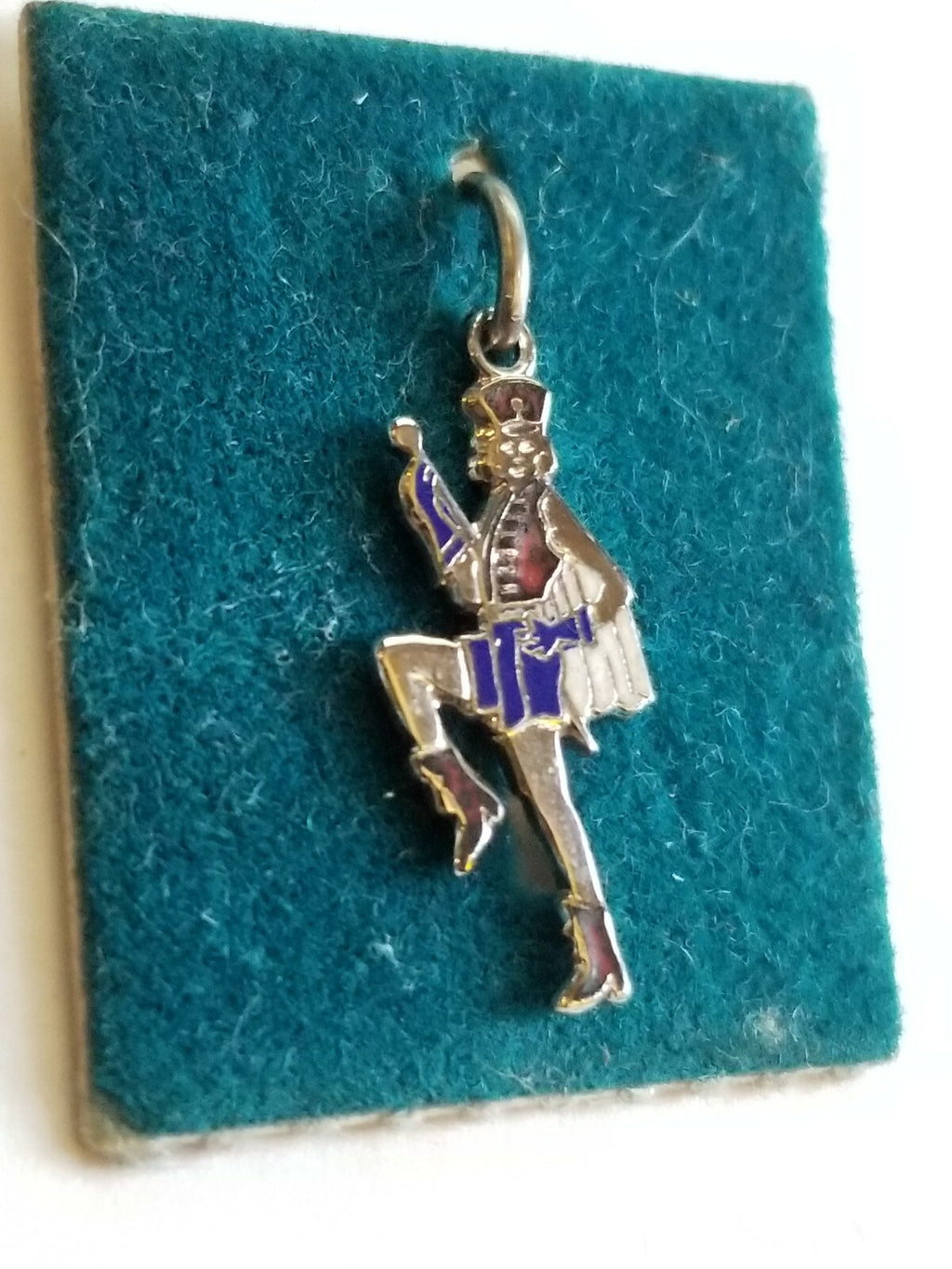 VTG Sterling Silver Enamel Band Leader Drum Major Marching 925 Charm Pendant NOS